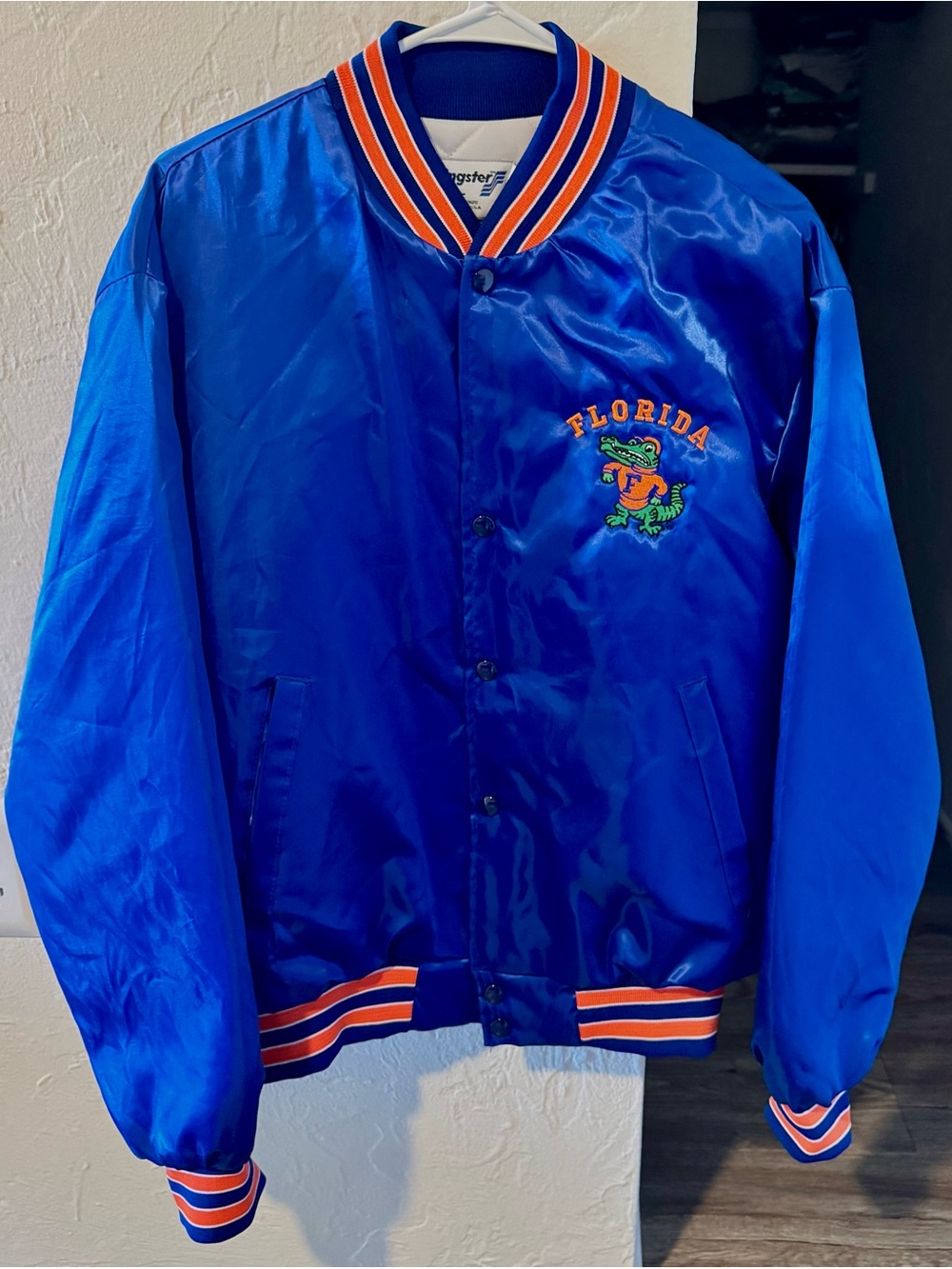 Vintage 80s-90s Swingster Gators Satin-Snap Bomber Jacket Size L Made in USA